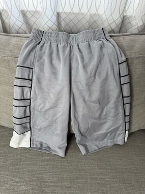 Jordan Men’s Light Gray Athletic Shorts with Black Striping and White Hem